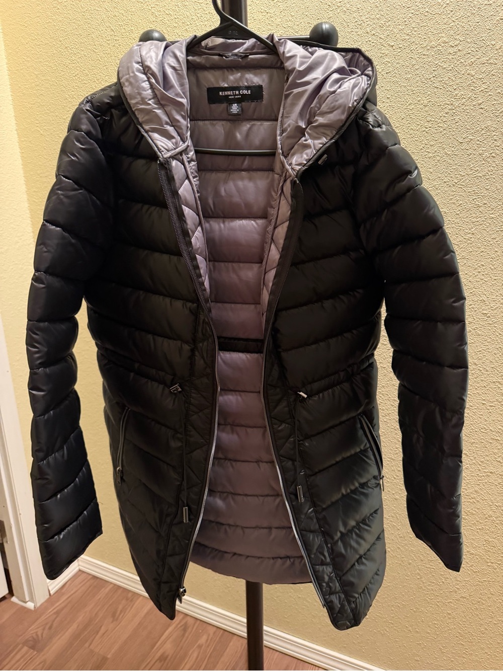 Kenneth Cole Women's Black Puffer Coat with Gray Lining
